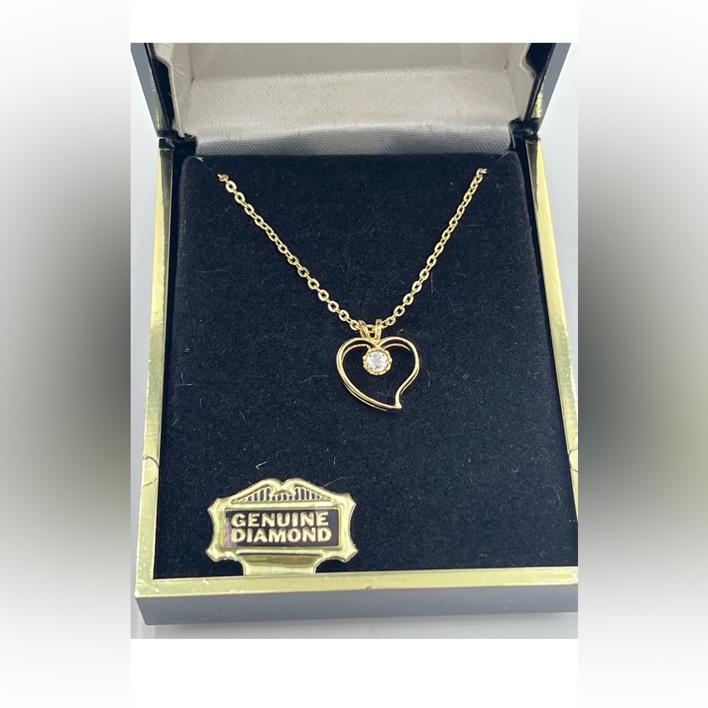 Gold Plated Heart Necklace With Genuine Diamond Accent
